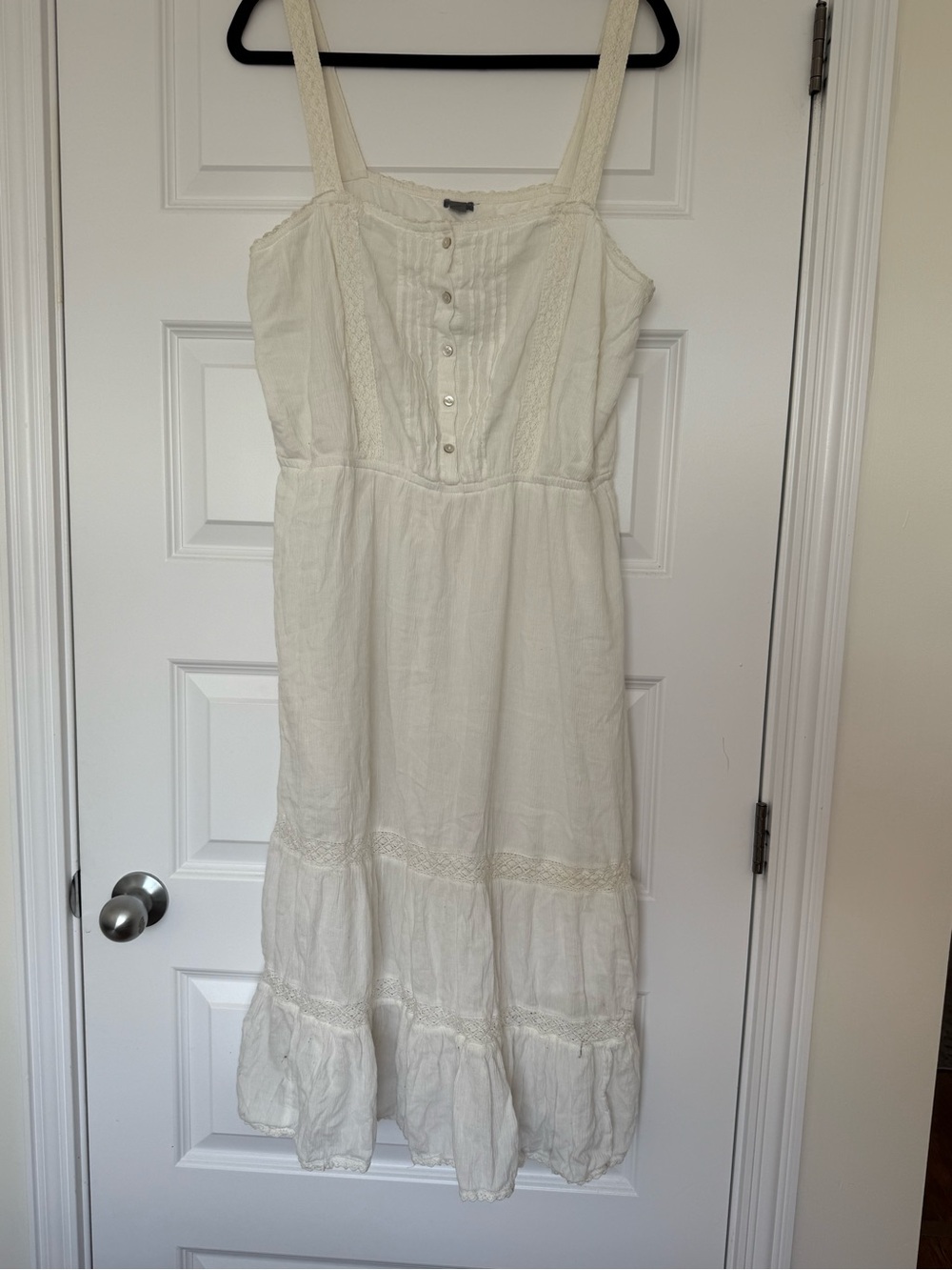 aerie Cream/White Midi Sundress with Lace Details